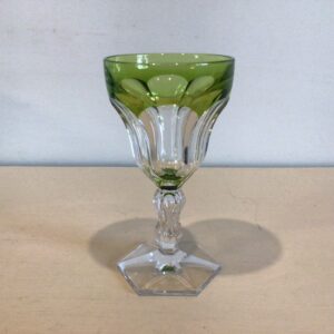 Lalaing Hvidvinsglas med grøn bund og grøn bred kant øverst