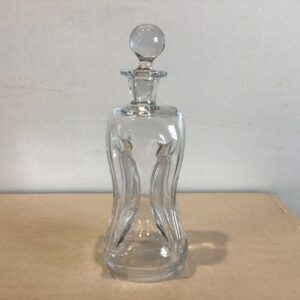 Holmegaard gammel klukflaske i klart glas - højde 19.5 cm.