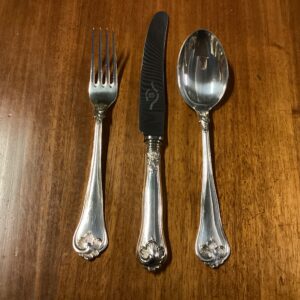 12 personer sølv bestik Saksisk Blomst - 36 stk. - middagskniv 25 cm. middagsgaffel 20.5 - middagsske 20.5 cm.