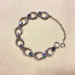 Herman Siersbøl vintage sølvarmlænke med blå slebne sten - Stemplet HS sterling 925 Denmark
